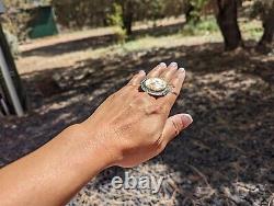 Navajo Womens Ring Silver Creek Turquoise Sz 9 Signé Yazzie Sud-ouestartisan