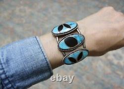 Norman Lee Vintage Native American Navajo Turquoise Bracelet En Argent Sterling