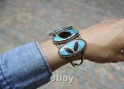 Norman Lee Vintage Native American Navajo Turquoise Bracelet En Argent Sterling