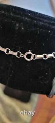 Nouveau collier en argent sterling turquoise Navajo de Charles Johnson, Amérindien