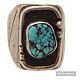 Old Pawn Native American Godber Turquoise Navajo Sterling Silver Lingot Ring Sz9