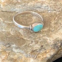 Old Pawn Native American Navajo Sterling Silver Blue Turquoise Ring Sz 8 10843