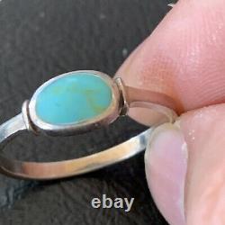 Old Pawn Native American Navajo Sterling Silver Blue Turquoise Ring Sz 8 10843