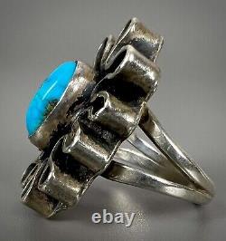 Old Pawn Vintage Navajo Native American Sterling Silver Turquoise Ring Unique