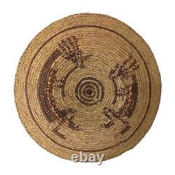 Panier Kokopelli Pictural enroulé Navajo amérindien de 15 pouces de diamètre fait main