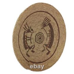 Panier Kokopelli Pictural enroulé Navajo amérindien de 15 pouces de diamètre fait main