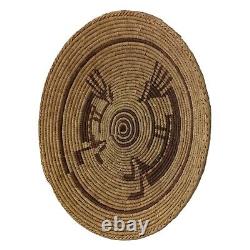 Panier Kokopelli Pictural enroulé Navajo amérindien de 15 pouces de diamètre fait main