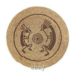 Panier Kokopelli Pictural enroulé Navajo amérindien de 15 pouces de diamètre fait main