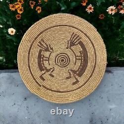Panier Kokopelli Pictural enroulé Navajo amérindien de 15 pouces de diamètre fait main