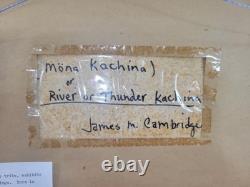 Peinture sur sable navajo amérindienne Rivière Tonnerre Kachina signée James Cambridge