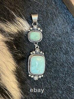 Pendentif Navajo Amérindien en argent sterling avec turquoise Royston de Scott Skeets