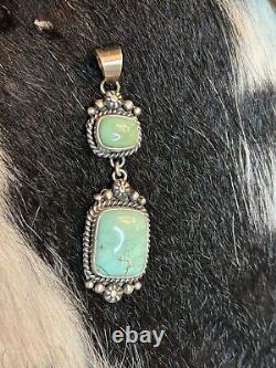 Pendentif Navajo Amérindien en argent sterling avec turquoise Royston de Scott Skeets