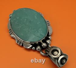 Pendentif Navajo amérindien Leroy Silver en argent sterling et turquoise Kingman