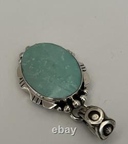 Pendentif Navajo amérindien Leroy Silver en argent sterling et turquoise Kingman