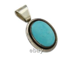 Pendentif Navajo en argent 925 avec turquoise naturelle fait main par un artiste amérindien C80s