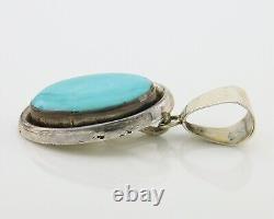 Pendentif Navajo en argent 925 avec turquoise naturelle fait main par un artiste amérindien C80s