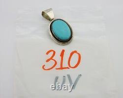 Pendentif Navajo en argent 925 avec turquoise naturelle fait main par un artiste amérindien C80s
