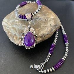 Pendentif Pourpre Sugilite Navajo Perles Collier Argent Sterling 10719