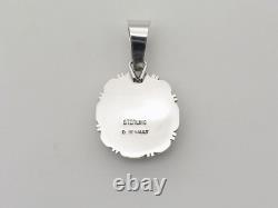 Pendentif amérindien Navajo fait main en argent sterling et turquoise White Buffalo