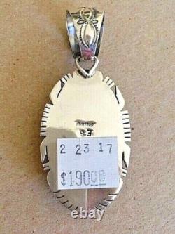 Pendentif amérindien en turquoise et argent sterling, signé E S