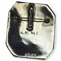 Pendentif-broche en argent sterling et lapis-lazuli, amérindien Navajo Leonard Nez