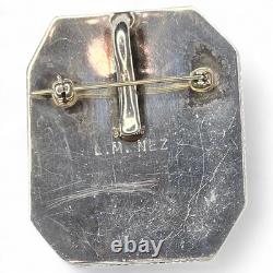 Pendentif-broche en argent sterling et lapis-lazuli, amérindien Navajo Leonard Nez