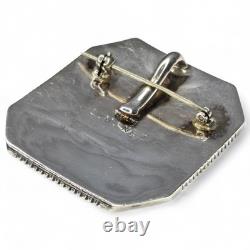 Pendentif-broche en argent sterling et lapis-lazuli, amérindien Navajo Leonard Nez