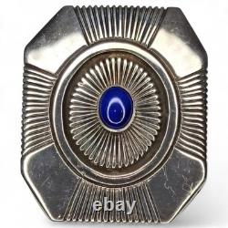 Pendentif-broche en argent sterling et lapis-lazuli, amérindien Navajo Leonard Nez