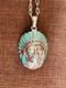 Pendentif Chef Guerrier Am&eacute;rindien En Argent Massif 925, Turquoise Naturelle Et Corail