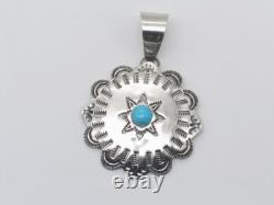Pendentif concho en argent sterling et turquoise fait main amérindien Navajo