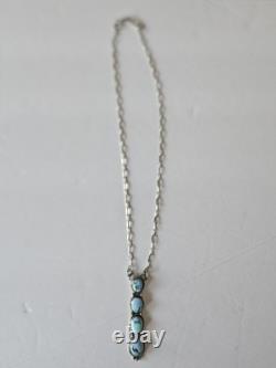 Pendentif de collier en argent sterling Navajo avec turquoise signé par Marcella James
