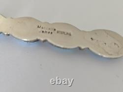 Pendentif de collier en argent sterling Navajo avec turquoise signé par Marcella James