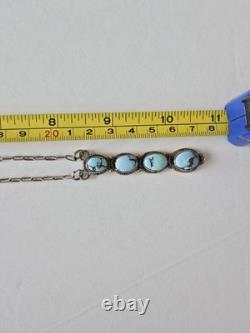 Pendentif de collier en argent sterling Navajo avec turquoise signé par Marcella James