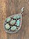 Pendentif En Argent Fait Main Navajo Amérindien Avec Cluster De Turquoise Naturelle