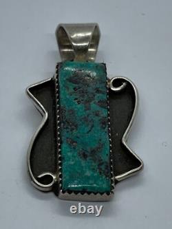 Pendentif en argent sterling 925 turquoise navajo amérindien estampillé MO