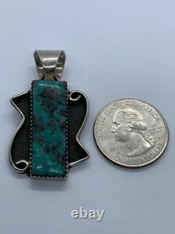 Pendentif en argent sterling 925 turquoise navajo amérindien estampillé MO
