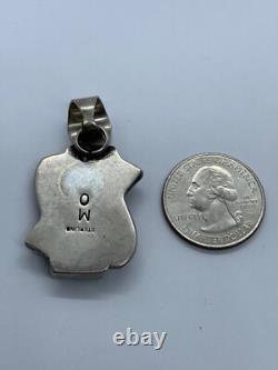 Pendentif en argent sterling 925 turquoise navajo amérindien estampillé MO