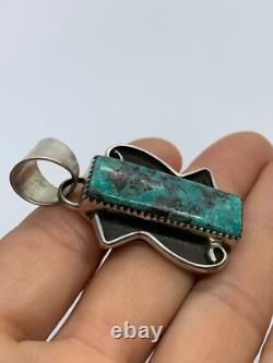 Pendentif en argent sterling 925 turquoise navajo amérindien estampillé MO