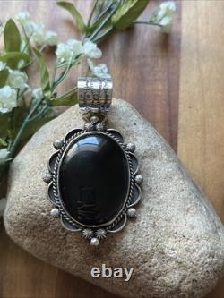 Pendentif en argent sterling Navajo Amérindien avec onyx noir - Cadeau d'Etta Enditto