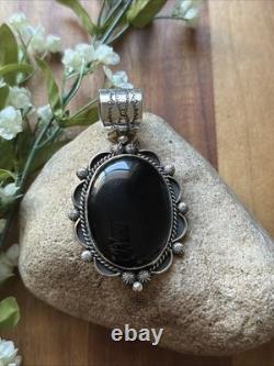 Pendentif en argent sterling Navajo Amérindien avec onyx noir - Cadeau d'Etta Enditto