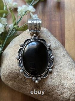 Pendentif en argent sterling Navajo Amérindien avec onyx noir - Cadeau d'Etta Enditto