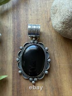 Pendentif en argent sterling Navajo Amérindien avec onyx noir - Cadeau d'Etta Enditto