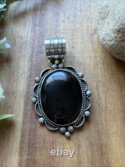 Pendentif en argent sterling Navajo Amérindien avec onyx noir - Cadeau d'Etta Enditto