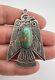 Pendentif En Argent Sterling Navajo Fred Harvey Avec Turquoise Royston Thunderbird 2.25