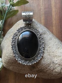 Pendentif en argent sterling Navajo amérindien avec onyx noir, cadeau d'Etta Enditto