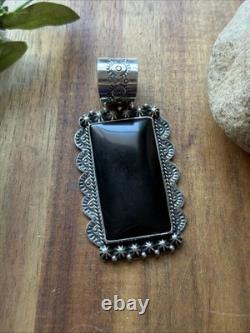 Pendentif en argent sterling avec onyx noir Navajo Amérindien Etta Enditto cadeau