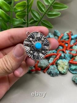 Pendentif en argent sterling avec turquoise Navajo amérindien