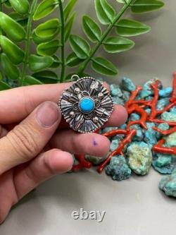 Pendentif en argent sterling avec turquoise Navajo amérindien