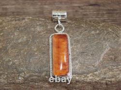 Pendentif en argent sterling et coquillage Spiny Oyster amérindien Navajo par Yazzie