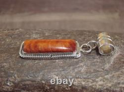 Pendentif en argent sterling et coquillage Spiny Oyster amérindien Navajo par Yazzie